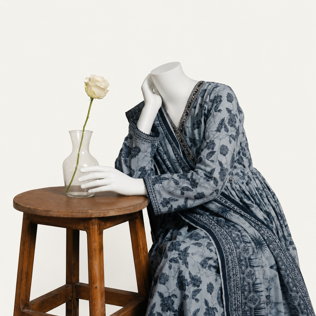 ZAYNUB Indigo Lawn Angrakha 3-Piece Dress by Waabasta — Aesthetic 