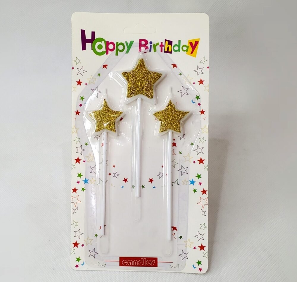 STARS BIRTHDAY GLITTER CANDLE FOR CAKE DECORATION