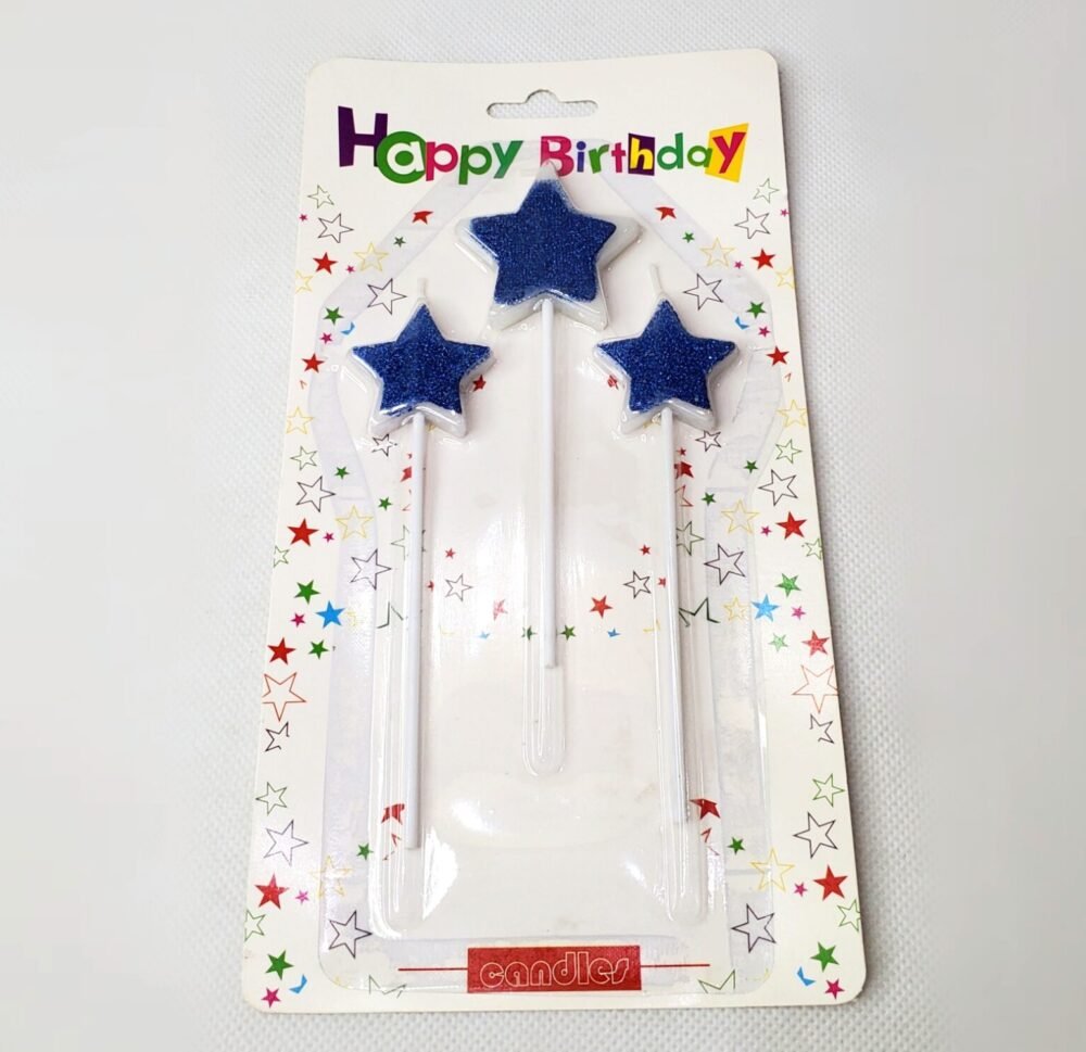 STARS BIRTHDAY GLITTER CANDLE FOR CAKE DECORATION