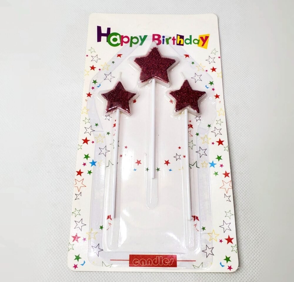 STARS BIRTHDAY GLITTER CANDLE FOR CAKE DECORATION