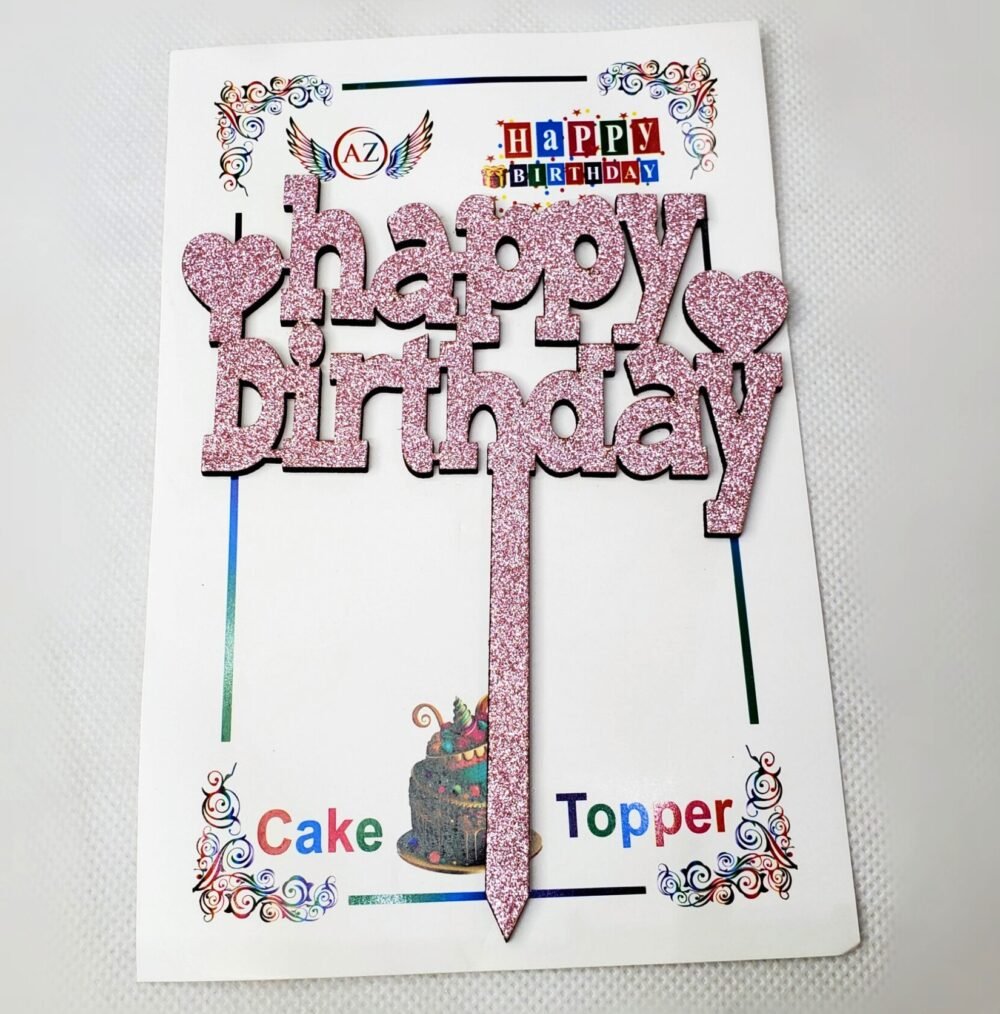 HAPPY BIRTHDAY CAKE TOPPER GLITTER