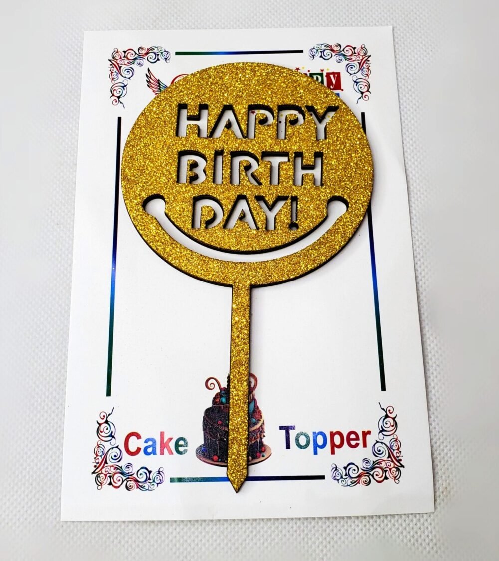 HAPPY BIRTHDAY SMILEY CAKE TOPPER
