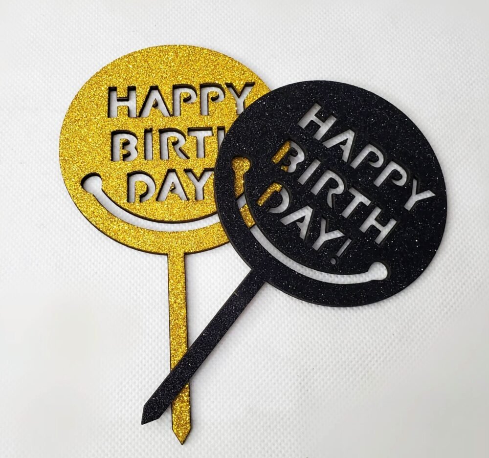 HAPPY BIRTHDAY SMILEY CAKE TOPPER