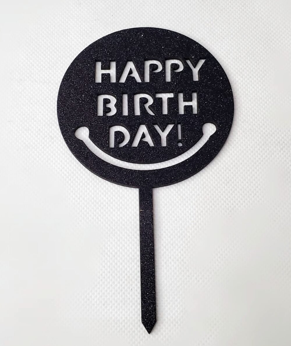 HAPPY BIRTHDAY SMILEY CAKE TOPPER