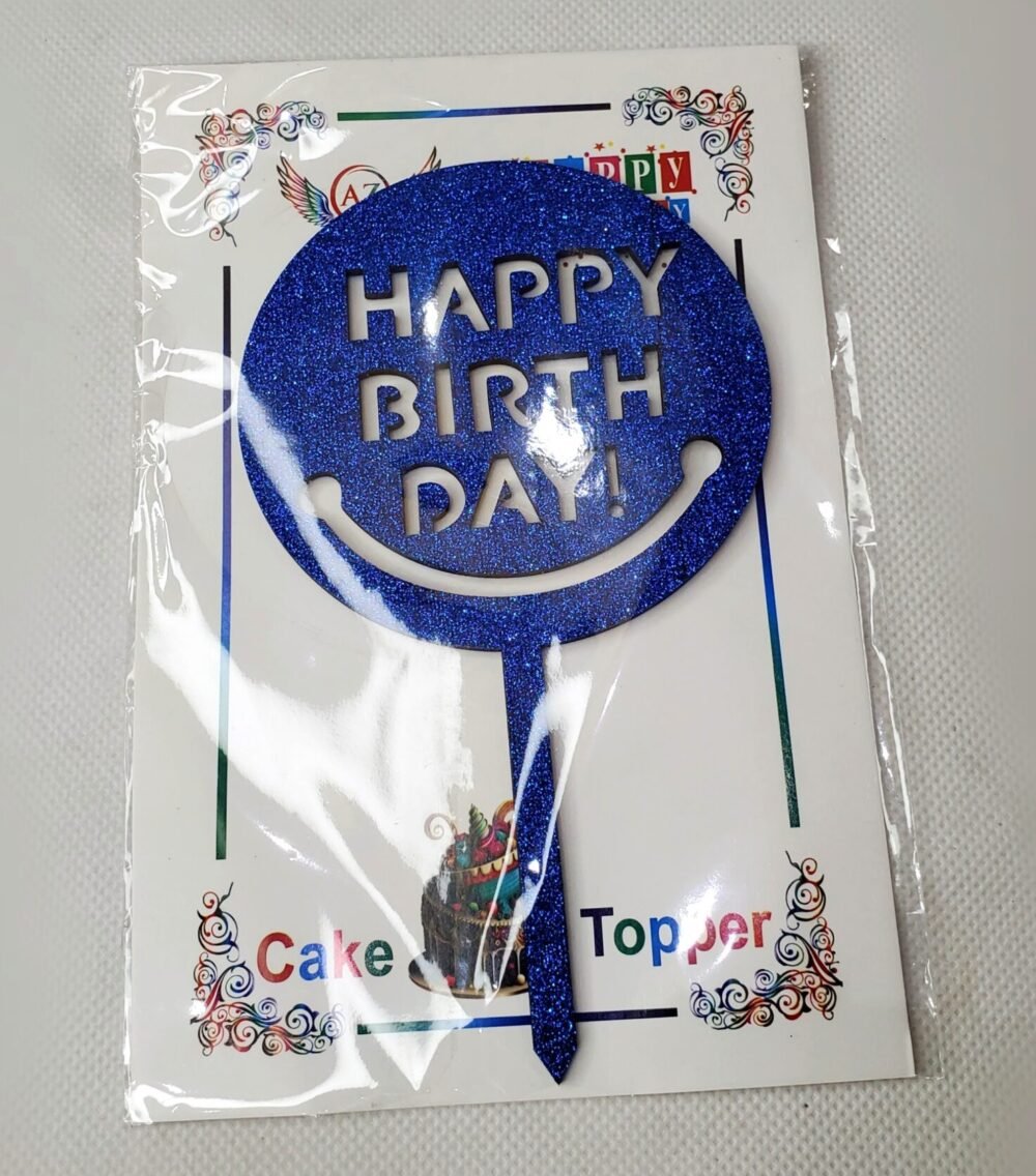 HAPPY BIRTHDAY SMILEY CAKE TOPPER