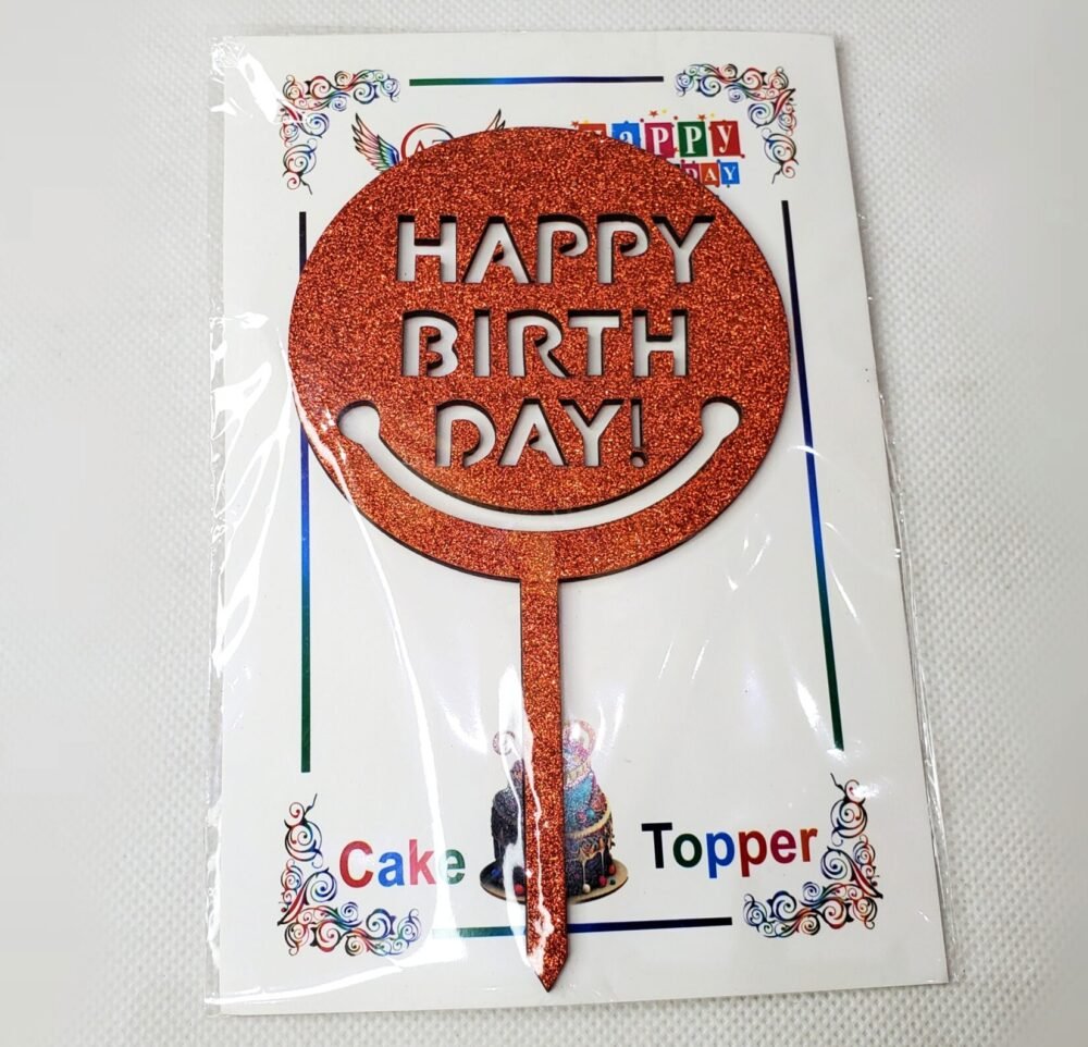 HAPPY BIRTHDAY SMILEY CAKE TOPPER