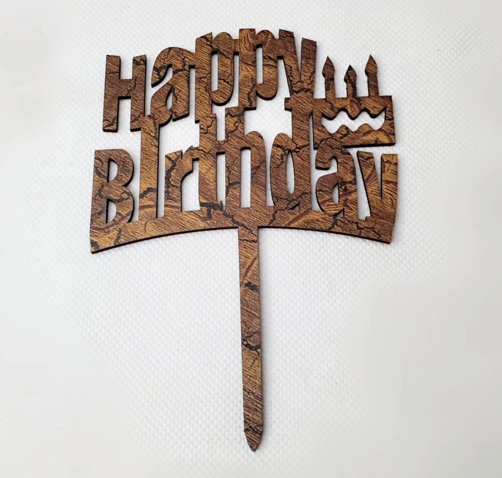 HAPPY BIRTHDAY WOODEN CAKE TOPPER