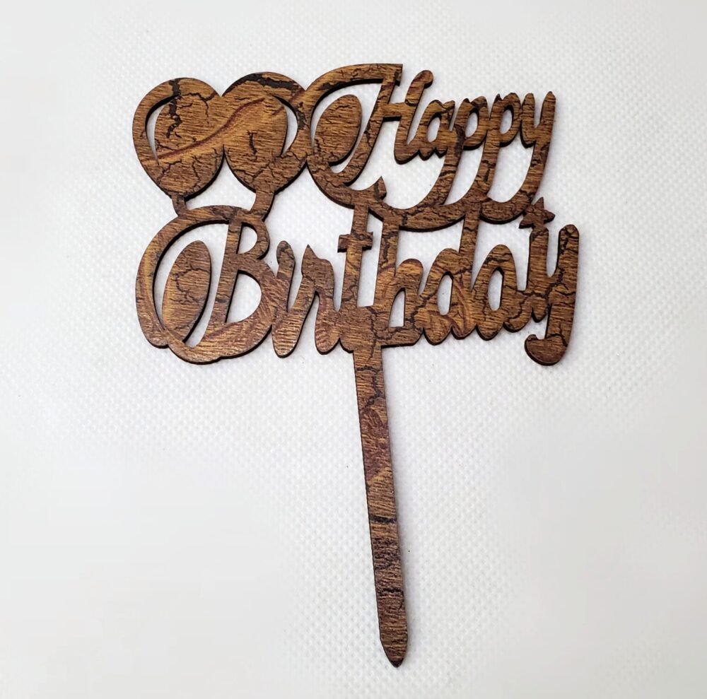 HAPPY BIRTHDAY WOODEN CAKE TOPPER