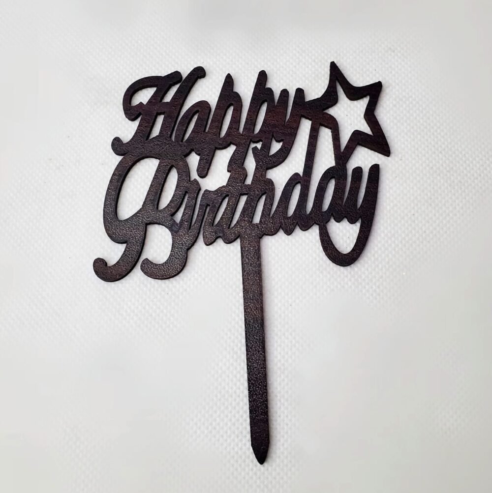 HAPPY BIRTHDAY WOODEN CAKE TOPPER