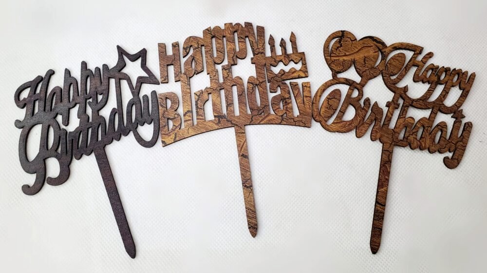 Happy Birthday Wooden Cake Topper