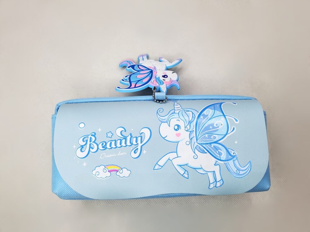 UNICORN PENCIL POUCH - DOUBLE ZIPPER WITH FLAP