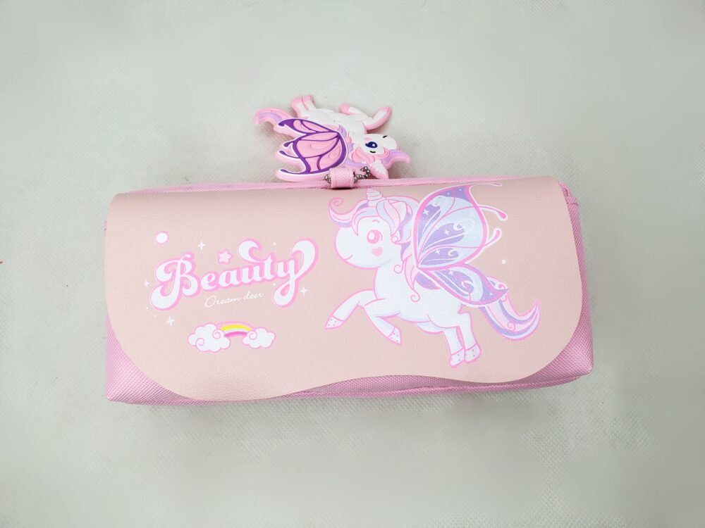 UNICORN PENCIL POUCH - DOUBLE ZIPPER WITH FLAP