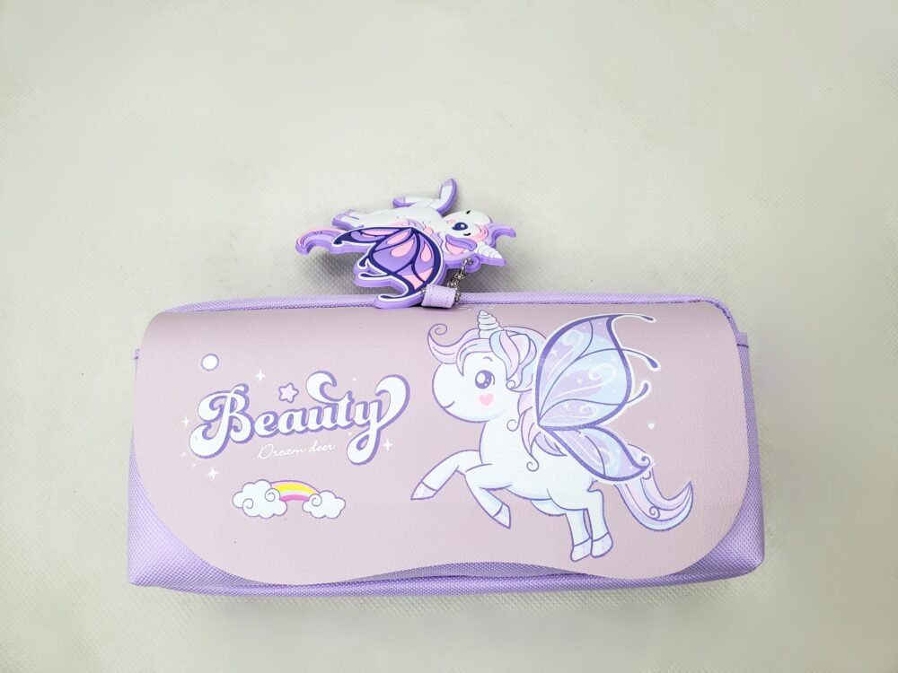 UNICORN PENCIL POUCH - DOUBLE ZIPPER WITH FLAP