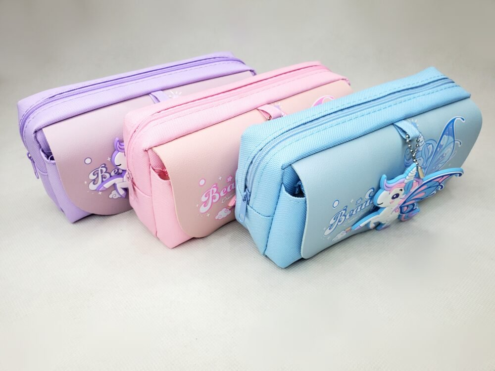 UNICORN PENCIL POUCH - DOUBLE ZIPPER WITH FLAP